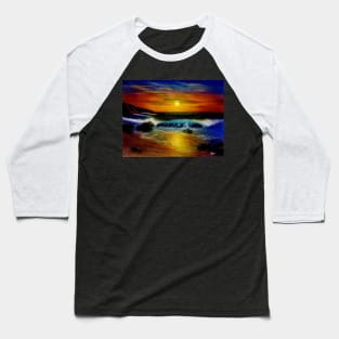 Sunset seascape ocean painting Baseball T-Shirt